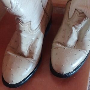 Men's Cream Leather Western Boots